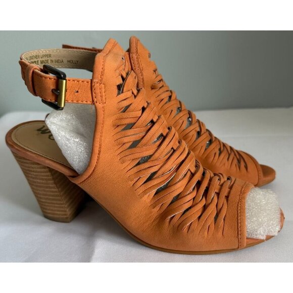 Sam Edelman Womens Holly Slingback Sandal Block Heel Ginger Real Leather Sz 9 US - Picture 4 of 13